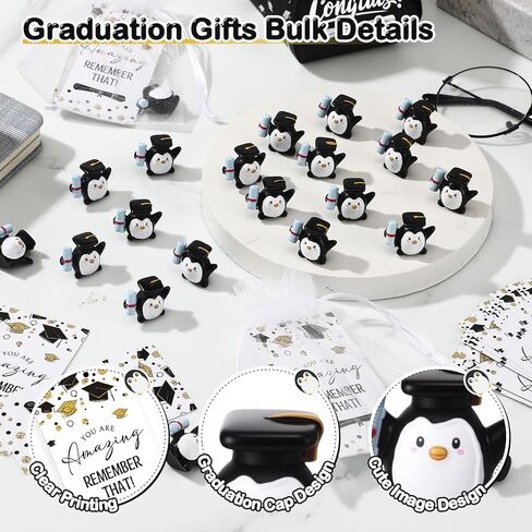 25 Sets Small Graduation Gifts Bulk Cute Mini Resin Grad Figurines Class of 2025 Kindergarten Preschool Graduation Party Favors 5th Grade Miniature End of School Year Gifts(Penguin) in Saudi Arabia