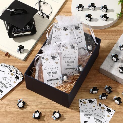25 Sets Small Graduation Gifts Bulk Cute Mini Resin Grad Figurines Class of 2025 Kindergarten Preschool Graduation Party Favors 5th Grade Miniature End of School Year Gifts(Penguin) in Saudi Arabia