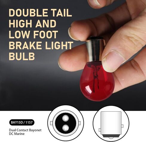 10PCS 1157 Bulb, Tail High and Low Brake Light Bulb, P21/5W S25 2057 2357 7528 BAY15D Light Bulb, Turn Signal Light Bulb Replacement, Universal Halogen Brake Tail Light Parking Light (Amber) in Kuwait