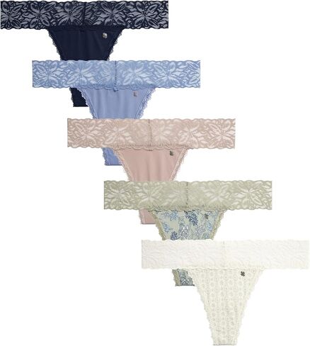 Lucky Brand Women's Underwear - 5 Pack Microfiber Stretch Lace Thong Panties (S-XL) in Saudi Arabia