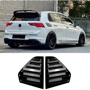 Heart Horse 2pcs for V-W Volk/swagen Golf8 Golf MK8 GTI R 2020+ Accessories Sporty Car Auto Exterior Rear Side Window Louvers Air Vent Scoop Shades Cover Trim Blinds -Carbon Black