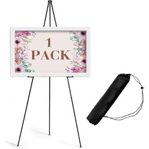 Azeam 63 "Stape Stand for Sign ، Easel المحمولة للطلاء ، سوداء سوداء سوداء الحامل شاشة حامل ملصق حامل قابلة للتعديل من أجل عرض حفل الزفاف الملصق 1 حزمة