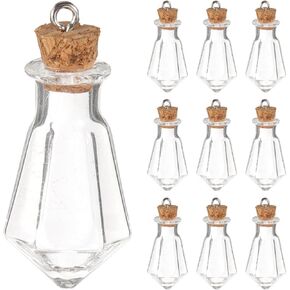 10Pcs Glass Wishing Bottle Pendant Tiny Bottle Necklace Glass Vial Necklace Empty Bottles Necklace Bottle Pendant Charms For Diy Crafts Jewelry