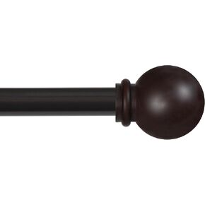Kenney Chelsea Ball End Window Curtain Rod, Adjustable Curtain Rod for Windows 28 to 48 Inches, Extendable Curtain Rod Set, Weathered Brown Curtain Rod
