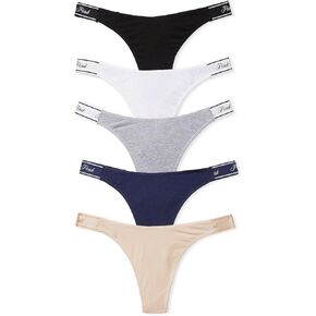 Victoria's Secret 5-Pack Logo Cotton High-Leg Thong Panties