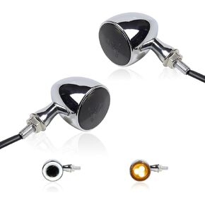 Universal Rear Bullet Chrome LED Turn Signals 12V Motorcycle Brake Running Lights UTV Tail Lights Compatible with Honda Bobber Harley Softail Heritage Yamaha Triumph Kawasaki KTM