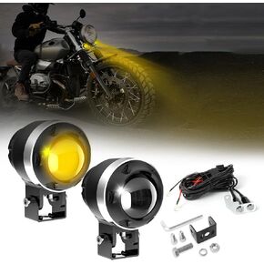 BraveWAY 3 Inch Motorcycle LED Driving Light with Z-Shape Beam, White/Yellow Fog Lights/Round Auxiliary Lights for Off-road Bike, (+Wiring Harness)