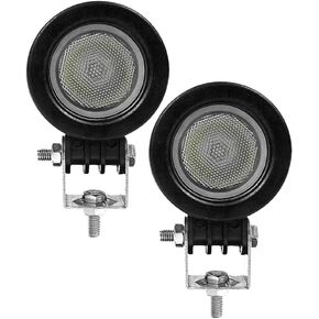 2 inch LED Motorcycle Light, Fog Driving Lights Pods, 10W Flood Beam, 6000K Cool-White, High Lumen Output Low Current Consumption 12V/24V DC, Black Finish, 2 Pack
