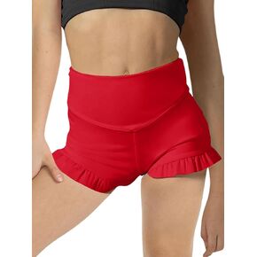 viehunt Girls High Waisted Athletic Yoga Dance Shorts Ruffle Cute Biker Gymnastics Workout Shorts
