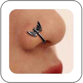 Bohemia Black Bat Nose Ring U Shape Clip On Nose Cuff Bat Wing Nose Stud Faux Nose Septum Ring Black Bendable Nose Ring Body Nose Ring Jewelry for Women
