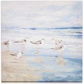 DILATATA Beach Oil Painting Wall Art Canvas for Living Room Coastal Seascape Canvas for Bedroom Ocean Wall Art for Home and Office-Seabirds and beaches