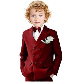 Boys Suit for Kids Toddler Tuxedo Suits Formal Blazer Vest Dress Pants Wedding Outfit Set for Big Boy with Shirt Bow Tie