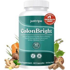 ColonBright Psyllium Husk Powder Colon Cleanser - Colon Cleanse for Constipation Relief, Bloating Relief & Gut Health, Vegan, Gluten Free Fiber Supplement - Healthy Digestive Function 30 Servings (1)