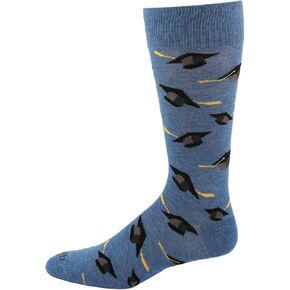 MeMoi Men's Graduation Pattern Rayon Novelty Crew Sock