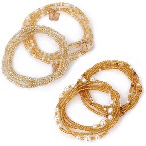 4 pcs waist beads for women gold waist beads for weight loss Summer African waist beads for women Beach Bikini Jewelry Belly Beads Chains Belly Necklace Stomach Jewelry Chain