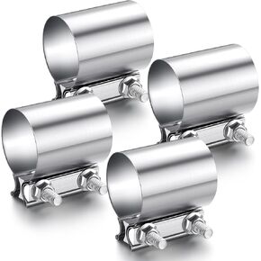 4 Pcs 3 Inch Exhaust Clamp Stainless Steel Exhaust Pipe Muffler Clamp Butt Joint Band Sleeve Coupler for Pipes Muffler Connections, Catalytic Converters