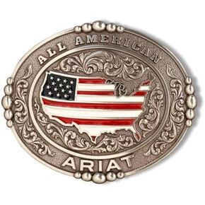 ARIAT Men's All American Belt Buckle, Silver