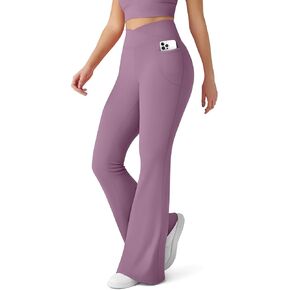 CHARMKING Flare Leggings for Women with Pocket Crossover Flare Leggings High Waisted Tummy Control Workout Casual Pants