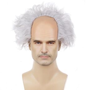 شعر مستعار أخضر يمين مع أصلع قصر مجعد شعر مستعار للرجال والنساء Cosplay Halloween استخدام