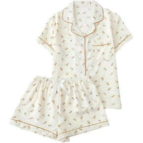 Remidoo Women's Striped Pj Set Short Sleeve 2 Piece Button Up Pajamas Sleepwear in Kuwait