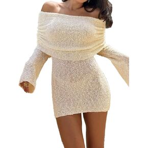 Womens Crochet Knit Swimsuit Coverup Mini Dress Summer 2025 Off Shoulder Sheer Mesh Beach Bathing Suit Cover Up