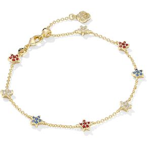 Kendra Scott Sierra Star Crystal Delicate Chain Bracelet, 14K Gold-Plated Brass, Fashion Jewelry for Women, Red White Blue Mix