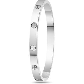 2Pcs 18K Gold Plated Love Bangle Bracelets set for Women, Stainless Steel Cubic Zirconia Bangle Crystal Friendship Jewelry, Easter Wedding Birthday Gifts for Girlfriend, Wife, Monther