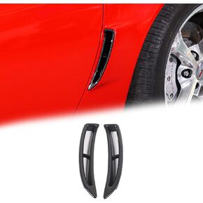 LLKUANG Car Fender Rear Air Vent Trim Cover Compatible with Chevrolet Corvette C6 2005-2013, Rear Side Air Flow Intake Hole Grille Exterior Molding Accessories (Carbon fiber texture)