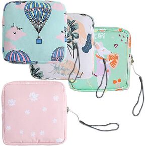 Portable Sanitary Napkin Storage Bag,4 Pieces Reusable Period Pouch for Teen Girls & Women,Pad Bags for Period for School,Office,Mini Pouch Feminine Pads Bag Kit (Classical)