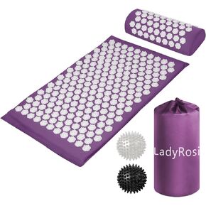 Acupressure Mat and Pillow Set with Oxford Bag, for Neck Back Pain, Muscle Relaxation Stress Relief, Relieve Sciatica and Pain Relief Set (Purple)