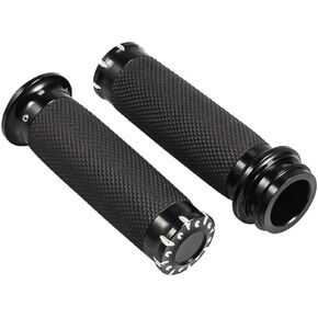 Benlari Motorcycle Black Hand Grips 1 Inch Handlebar Grips Electronic Throttle Universal Compatible for Harley Davidson Touring Softail Road Street Glide Road King 2008-2024