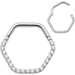 365 Sleepers Titanium Implant Grade 16G Gem Hexagonal Septum Jewelry Hinged Segment Ring Body Piercing Hoop Lip Rings Helix Cartilage Rook Sleeper Earrings 8mm – 10mm