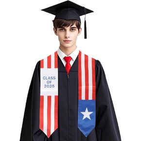 Class of 2025 Graduation Sash & Flag Stole Classic Graduation Stole for High School, College, and University Graduates