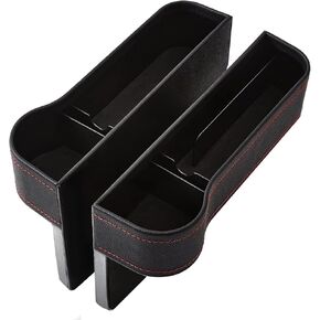 Car Seat Gap Filler Organizer, Universal Leather Car Gap Filler Organizer with Cable Hole, can Holders Phone, Sunglasses, car Keys, Change 10.5 in/26.7cm(L)*5.5 in/14cm(H)*2.24in/5.7cm(W)