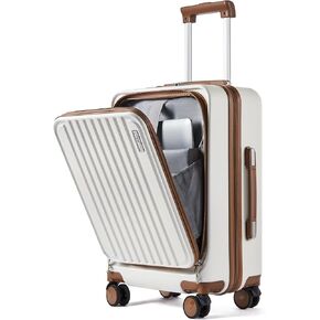Carry on Luggage 22x14x9 Airline Approved, 20 Inch Carry on Luggage with Front Compartment, Travel Carry on Suitcase Lightweight with Wheels Black with Brown (TSA Approved)