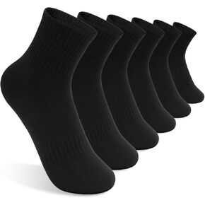 Kids Athletic Crew Socks Seamless Girls Cotton Half Cushioned Quarter Sock for Boys 6 Pairs