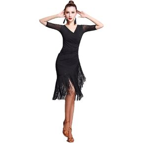 Women Latin Modern Ballroom Carmen Fringe Tango Dance Dress in Saudi Arabia