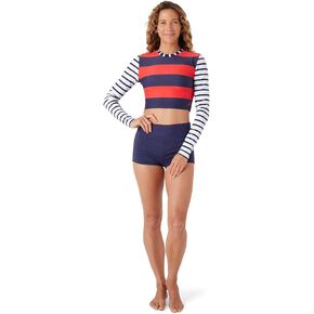 Nautica Women's Cropped Rashguard – Quick-Dry, UPF+, Swim Shirt, Pool, Beach, Hiking, Yoga, Volleyball
