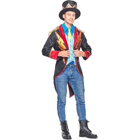 EraSpooky Men’s Circus Ringmaster Costume – Colorful Carnival Jacket with Hat