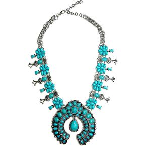 Turquoise western squash blossom women's statement necklace