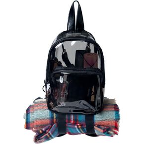 OTW Anti-Theft Black Clear Transparent Small Mini Backpack Convertible Straps Crossbody for Raves Stadium Festival Concert