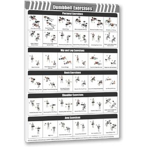 Gym Dumbbell Workout Poster for Men,Exercise Posters for Home Workouts,Fitness Follow-through Action Chart for Home Wall Decorations 16 * 24 IN Unframed