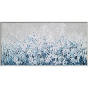 Yihui Arts Blue White Flower Painting - Modern Aesthetic Floral Artwork for Home Decor
