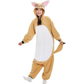 Adult Onesie Halloween Fennec Costume Unisex Cosplay Pajama Cute One Piece Cosplay Jumpsuit for Men Women