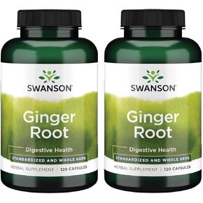 Swanson Ginger Root - Standardized and Whole Herb 120 Caps (2 Pack)