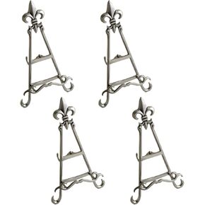 Pewter 9" H Fleur de Lis Easels - Decorative Stands - Photo Display - 9" H x 4.5" W - Set of 4
