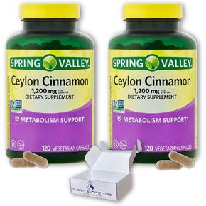 Spring Valley Ceylon Cinnamon 1200mg- 120ct Capsules (Pack of 2), Boxed by Fusion Shop Store
