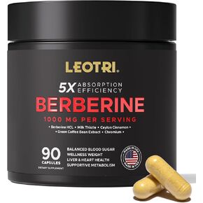 Berberine Supplement 1000mg with Ceylon Cinnamon: Berberine Supplement with Chromium Picolinate & Milk Thistle for GLP-1 Glucose Support - Made and Tested in USA - 90 Capsules
