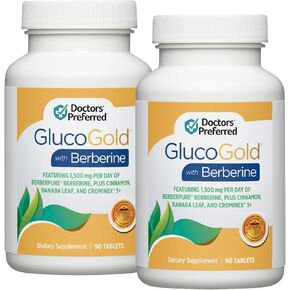 DOCTORS' PREFERRED GlucoGold with Berberine, Concentrated Cinnamon, Chromium, Banaba Leaf Extract | 180 Tablets