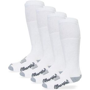 Wrangler Men's Wellington Cushion Smooth Toe Work Boot Socks 4 Pair Pack, White/Grey, Large in Saudi Arabia